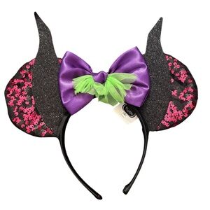 Disney Maleficent Headband Ears Bow Halloween Hair Accessory